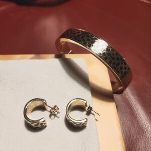 Coach Gold Tone and Black Earrings and Braclette.